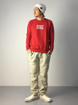 「Champion（チャンピオン）のアイテム（ニットキャップ/ビーニー）」を使った、B-chanさん（メンズ・168cm）の秋コーディネート