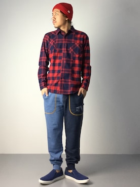 「SHIPS JET BLUE（シップスジェットブルー）のアイテム（ニットキャップ/ビーニー）」を使った、B-chanさん（メンズ・168cm）の秋コーディネート