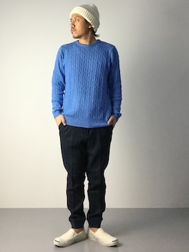 「YEVS（イーブス）のアイテム（帽子）」を使った、B-chanさん（メンズ・168cm）の秋コーディネート