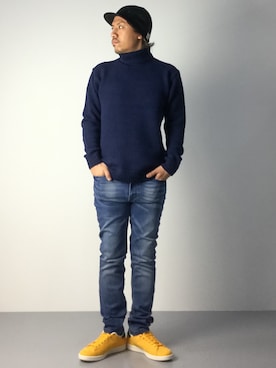 「L.H.P（エルエイチピー）のアイテム（デニムパンツ）」を使った、B-chanさん（メンズ・168cm）の秋コーディネート