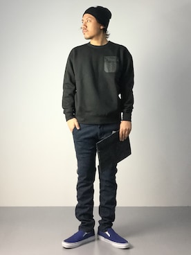「Back Channel（バックチャンネル）のアイテム（ニットキャップ/ビーニー）」を使った、B-chanさん（メンズ・168cm）の秋コーディネート
