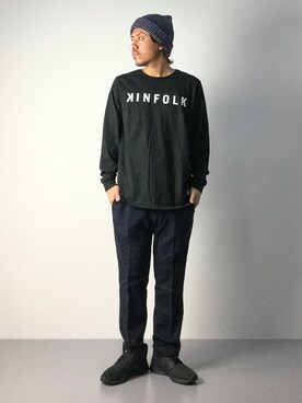 「Kinfolk（キンフォーク）のアイテム」を使った、B-chanさん（メンズ・168cm）の秋コーディネート