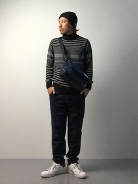 「アイテム（ショルダーバッグ、ブルー系）」を使った、B-chanさん（メンズ・168cm）の秋コーディネート