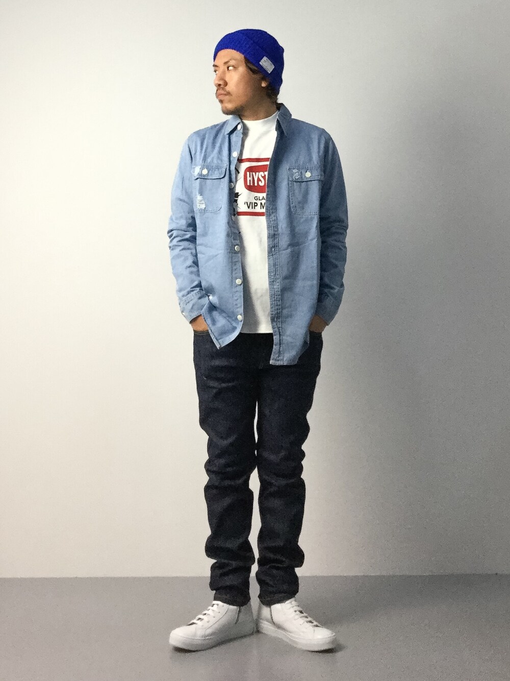 「RATTLE TRAPの【Artex】ニットキャップ/ワッチ（ニットキャップ/ビーニー、ブルー系）」を使った、B-chanさん（メンズ・168cm）の秋コーディネートの1枚目の写真