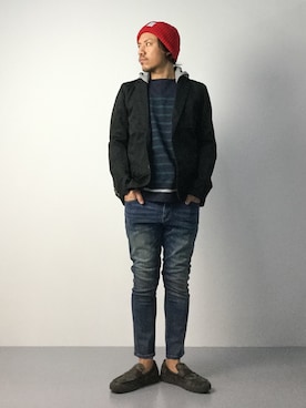 「VANS（バンズ）のアイテム（ローファー）」を使った、B-chanさん（メンズ・168cm）の秋コーディネート
