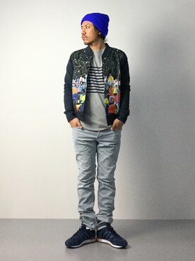 「Design Tshirts Store graniph（デザイン　ティーシャツ　ストア　グラニフ）のアイテム（スタジャン）」を使った、B-chanさん（メンズ・168cm）の秋コーディネート