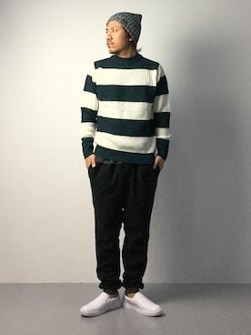 「アイテム（パンプス、ホワイト系）」を使った、B-chanさん（メンズ・168cm）の秋コーディネート