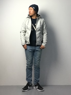 「AZUL by moussy（アズールバイマウジー）のアイテム（ブルゾン）」を使った、B-chanさん（メンズ・168cm）の冬コーディネート