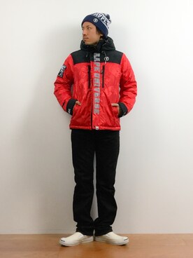 「AAPE BY A BATHING APE（エーエイプバイアベイシングエイプ）のアイテム（ジャケット/アウター）」を使った、B-chanさん（メンズ・168cm）の冬コーディネート