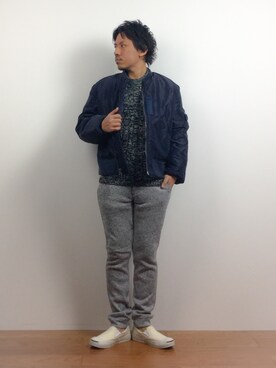 「Buzz Rickson's（バズリクソンズ）のアイテム（MA-1）」を使った、B-chanさん（メンズ・168cm）の冬コーディネート