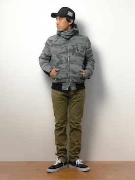 「AZUL by moussy（アズールバイマウジー）のアイテム（ブルゾン）」を使った、B-chanさん（メンズ・168cm）の冬コーディネート