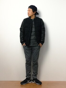 「AZUL by moussy（アズールバイマウジー）のアイテム（ブルゾン）」を使った、B-chanさん（メンズ・168cm）の冬コーディネート