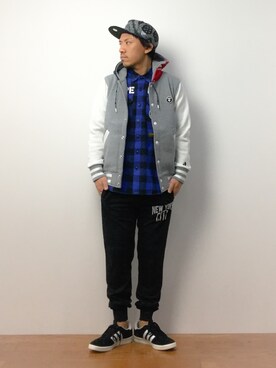 「AAPE BY A BATHING APE（エーエイプバイアベイシングエイプ）のアイテム（ジャケット/アウター）」を使った、B-chanさん（メンズ・168cm）の冬コーディネート