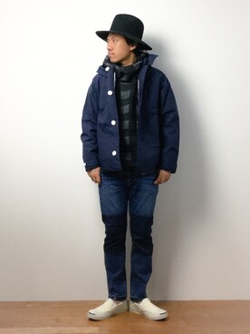 「SHIPS JET BLUE（シップスジェットブルー）のアイテム（デニムパンツ）」を使った、B-chanさん（メンズ・168cm）の冬コーディネート