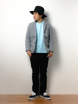 「JERZEES（ジャージーズ）のアイテム（スウェット）」を使った、B-chanさん（メンズ・168cm）の冬コーディネート