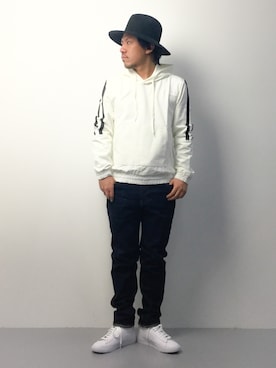 B-chanさんの「NIKE ナイキ BLAZER MID PRM VNTG ブレーザー MID PRM VNTG 638261-101 101WHT/BLK」を使ったコーディネート