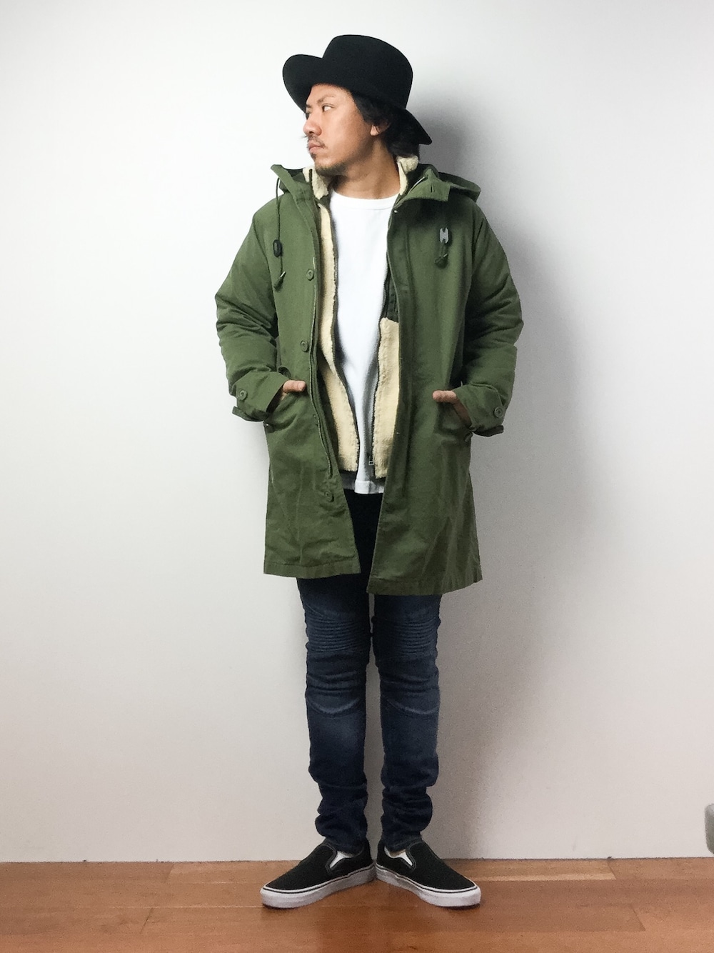 「abilityのability 3WAYフーデットコート（モッズコート、グリーン系）」を使った、B-chanさん（メンズ・166cm）の秋コーディネートの1枚目の写真