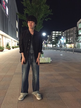 「used mix」｜「アイテム（オールインワン・サロペット）」を使った、さくさん（メンズ・170cm）の春コーディネート