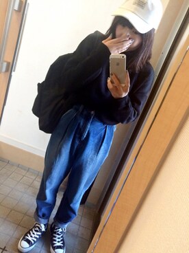 「マムジーンズ」｜haruさん（レディース・150cm）の冬コーディネート