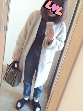 「マムジーンズ」｜haruさん（レディース・150cm）の冬コーディネート