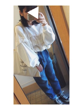 「マムジーンズ」｜haruさん（レディース・150cm）の春コーディネート