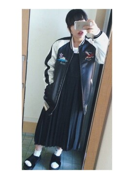 「Another Edition（アナザーエディション）のアイテム（スタジャン）」を使った、haruさん（レディース・150cm）の春コーディネート