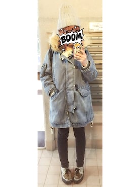 「RNA（アールエヌエー）のアイテム（その他アウター）」を使った、ちー♡さん（レディース・170cm）の冬コーディネート