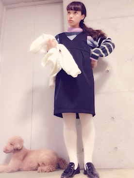 「AS KNOW AS PINKY（アズノゥアズピンキー）のアイテム（ブルゾン）」を使った、王英さん（レディース・153cm）の秋コーディネート