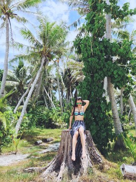 「Trianglのアイテム」を使った、GiselleXiurさん（レディース・170cm）の夏コーディネート