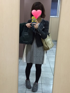 「友達」｜「アイテム（ライダースジャケット）」を使った、teruさん（レディース・158cm）の秋コーディネート