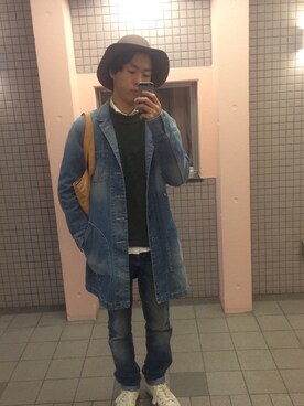 「VERSACE（ヴェルサーチ）のアイテム（スウェット）」を使った、竜ちゃんさん（メンズ・173cm）の秋コーディネート