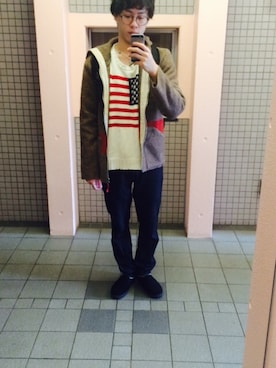 「アイテム（ミリタリージャケット、ブラウン系）」を使った、竜ちゃんさん（メンズ・173cm）の秋コーディネート