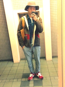 「アイテム（ミリタリージャケット、ブラウン系）」を使った、竜ちゃんさん（メンズ・173cm）の冬コーディネート