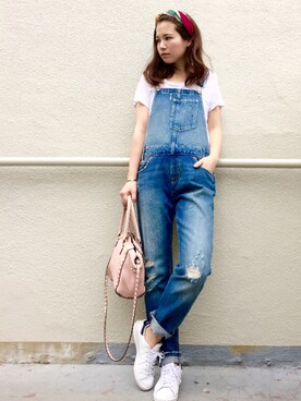 「VINTAGE（ヴィンテージ）のアイテム（ヘアバンド）」を使った、KAORINさん（レディース・160cm）の春コーディネート