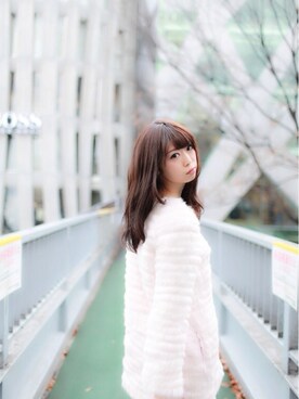 「ラビットファー」｜「アイテム（その他アウター）」を使った、shina♡さん（レディース・163cm）の冬コーディネート