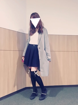 「キュロット」｜「アイテム（チェスターコート）」を使った、Akaneさん（レディース・164cm）の冬コーディネート