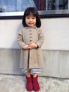 「F.O.KIDS（エフオーキッズ）のアイテム（ワンピース、ホワイト系）」を使った、リアーナさん（キッズ・120cm）の春コーディネート