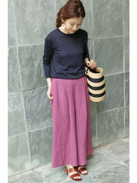 「IENA（イエナ）のアイテム（パンツ）」を使った、Suzyさん（レディース・159cm）の春コーディネート