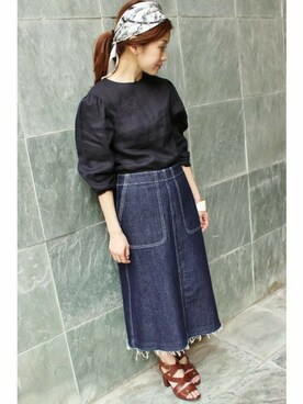 Suzyさんの「IENA×Naoko Tsuji  Linenデザイン スリーブトップス◆」を使ったコーディネート