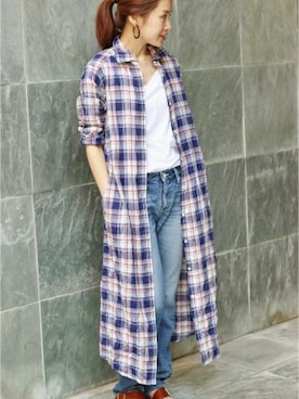 「IENA」｜「アイテム（シャツワンピース）」を使った、Suzyさん（レディース・159cm）の春コーディネート