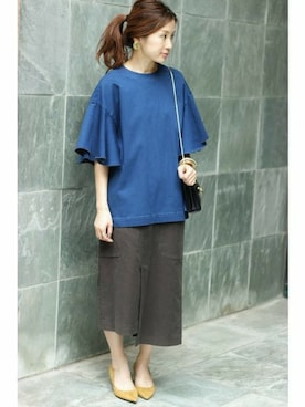 IENA - IENA×Naoko Tsuji DENIM ラッフル トップス IENA（イエナ）の「IENA×Naoko Tsuji DENIM ラッフル トップス