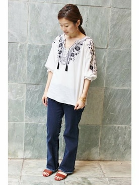 「IENA LA BOUCLE（イエナラブークル）のアイテム」を使った、Suzyさん（レディース・159cm）の夏コーディネート