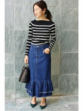 「IENA LA BOUCLE（イエナラブークル）のアイテム」を使った、Suzyさん（レディース・159cm）の秋コーディネート