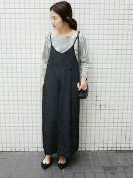 「IENA」｜「アイテム（オールインワン・サロペット）」を使った、Suzyさん（レディース・159cm）の秋コーディネート