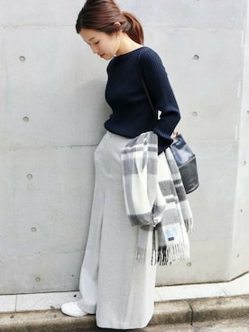 「IENA（イエナ）のアイテム（パンツ）」を使った、Suzyさん（レディース・159cm）の秋コーディネート