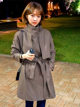 「imvely」｜「アイテム（ダウンジャケット/コート）」を使った、jihyun_imvelyさん（レディース・163cm）の秋コーディネート