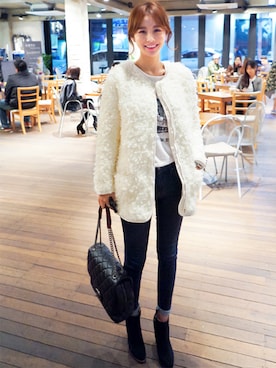 「imvely」｜「アイテム（ブーツ）」を使った、jihyun_imvelyさん（レディース・163cm）の秋コーディネート