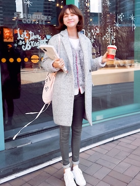 「imvely」｜「アイテム（その他アウター）」を使った、jihyun_imvelyさん（レディース・163cm）の冬コーディネート