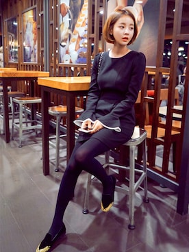 「imvely」｜「アイテム（トートバッグ）」を使った、jihyun_imvelyさん（レディース・163cm）の冬コーディネート