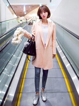 「imvely」｜「アイテム（カバーオール）」を使った、jihyun_imvelyさん（レディース・163cm）の冬コーディネート